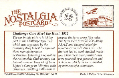 Nostalgia Postcard - Challenge Cars Meet The Hunt, 1912 - Mo’s Postcards 