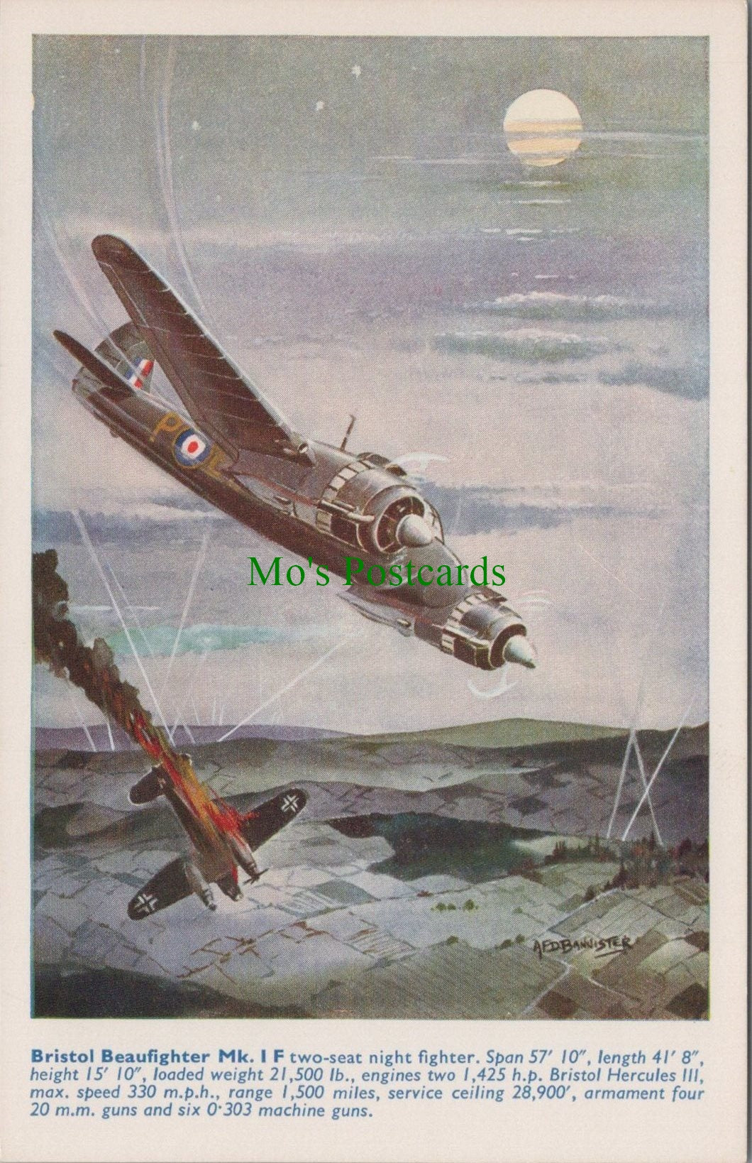 Aviation Postcard - Bristol Beaufighter