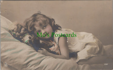 Children Postcard - Girl With Her Toys