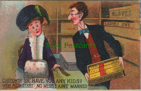 Comic Postcard - Clothes Shop / Customer