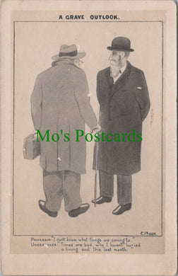 Comic Postcard - Undertaker - A Grave Outlook