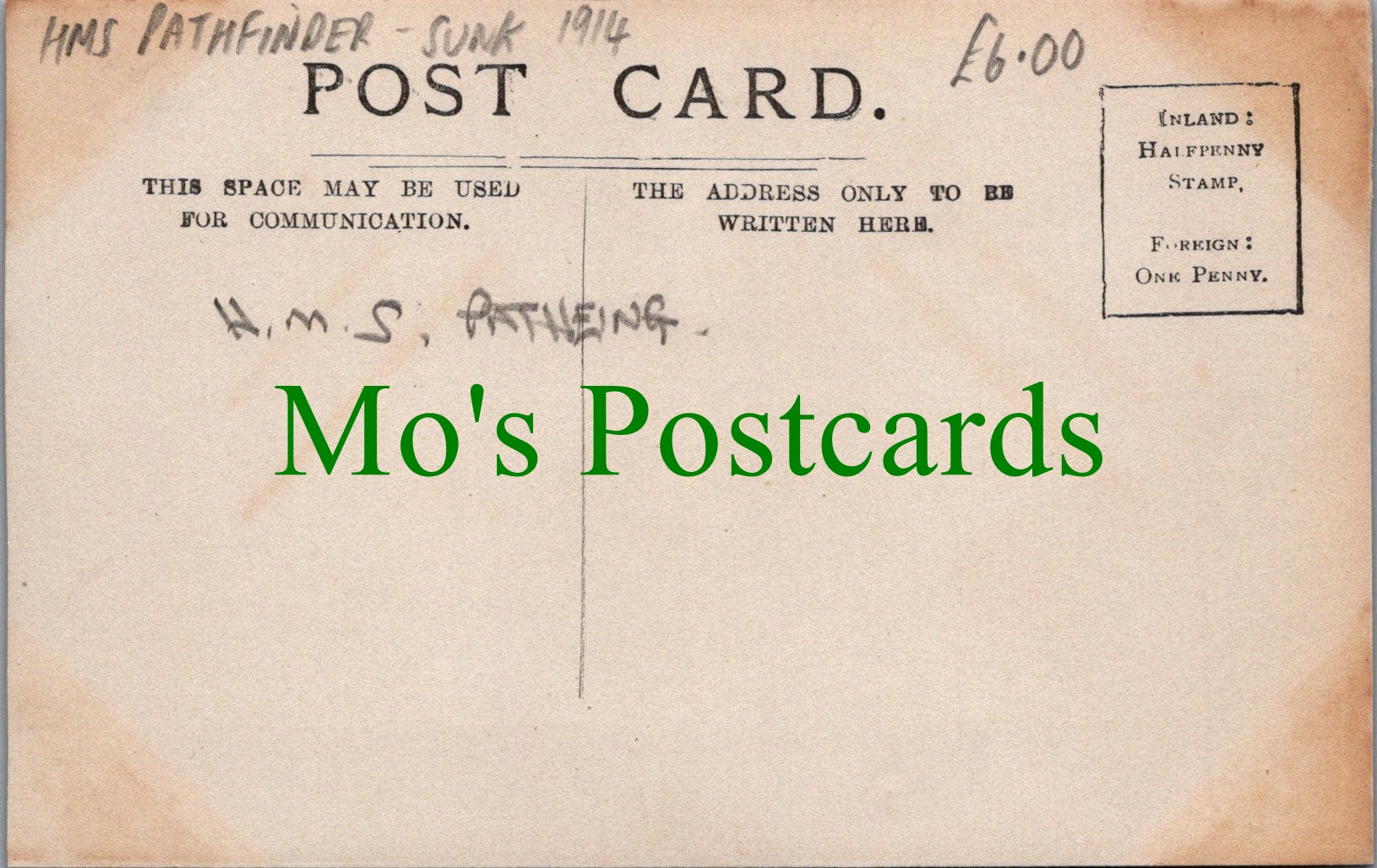 Naval Postcard - HMS Pathfinder