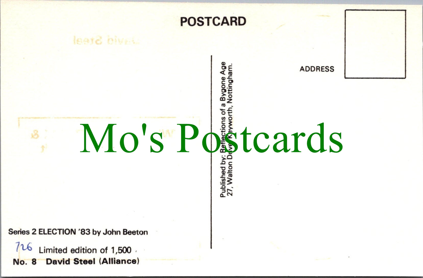 Politics Postcard, Election 1983, Politician David Steel