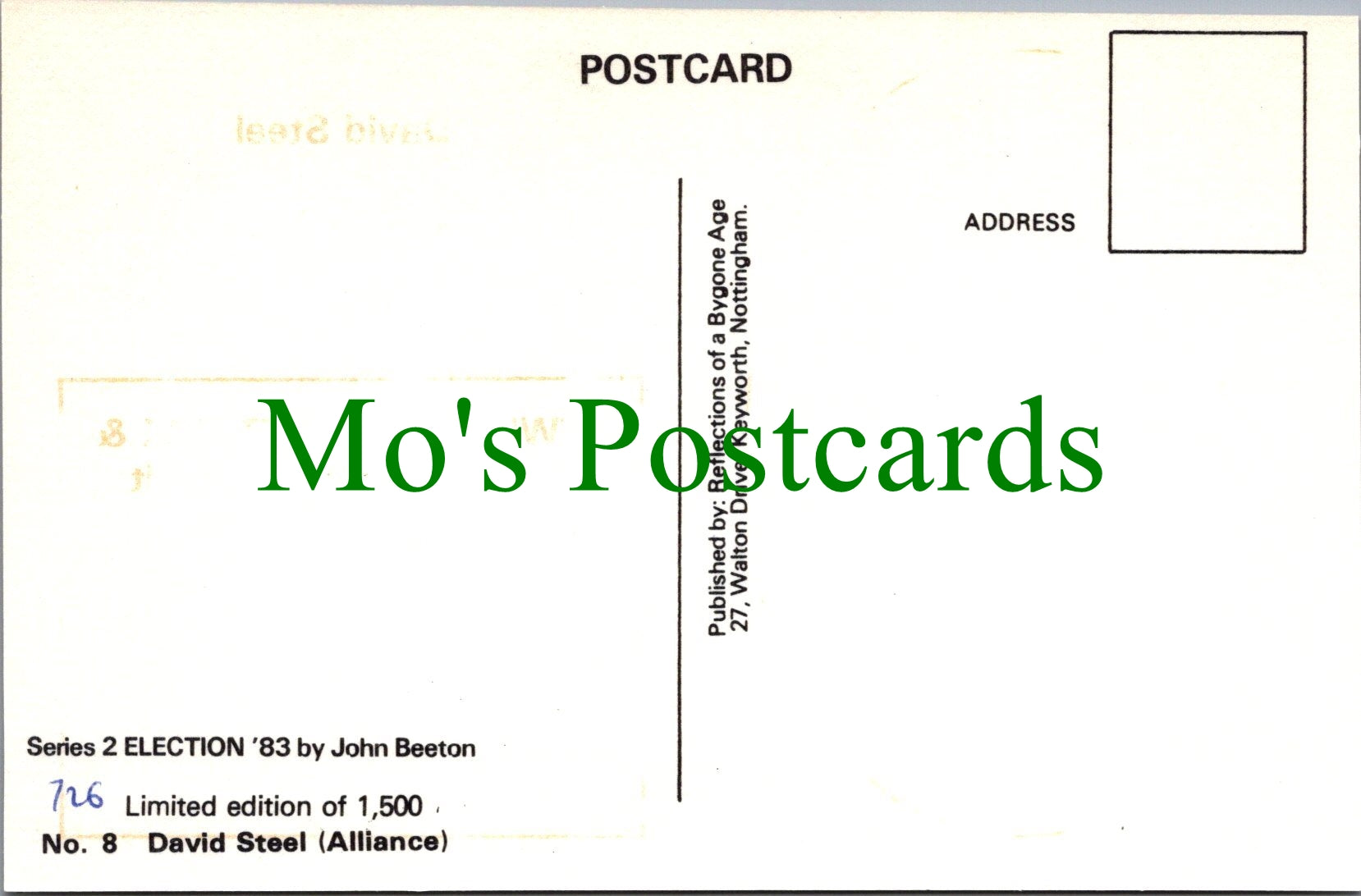 Politics Postcard, Election 1983, Politician David Steel