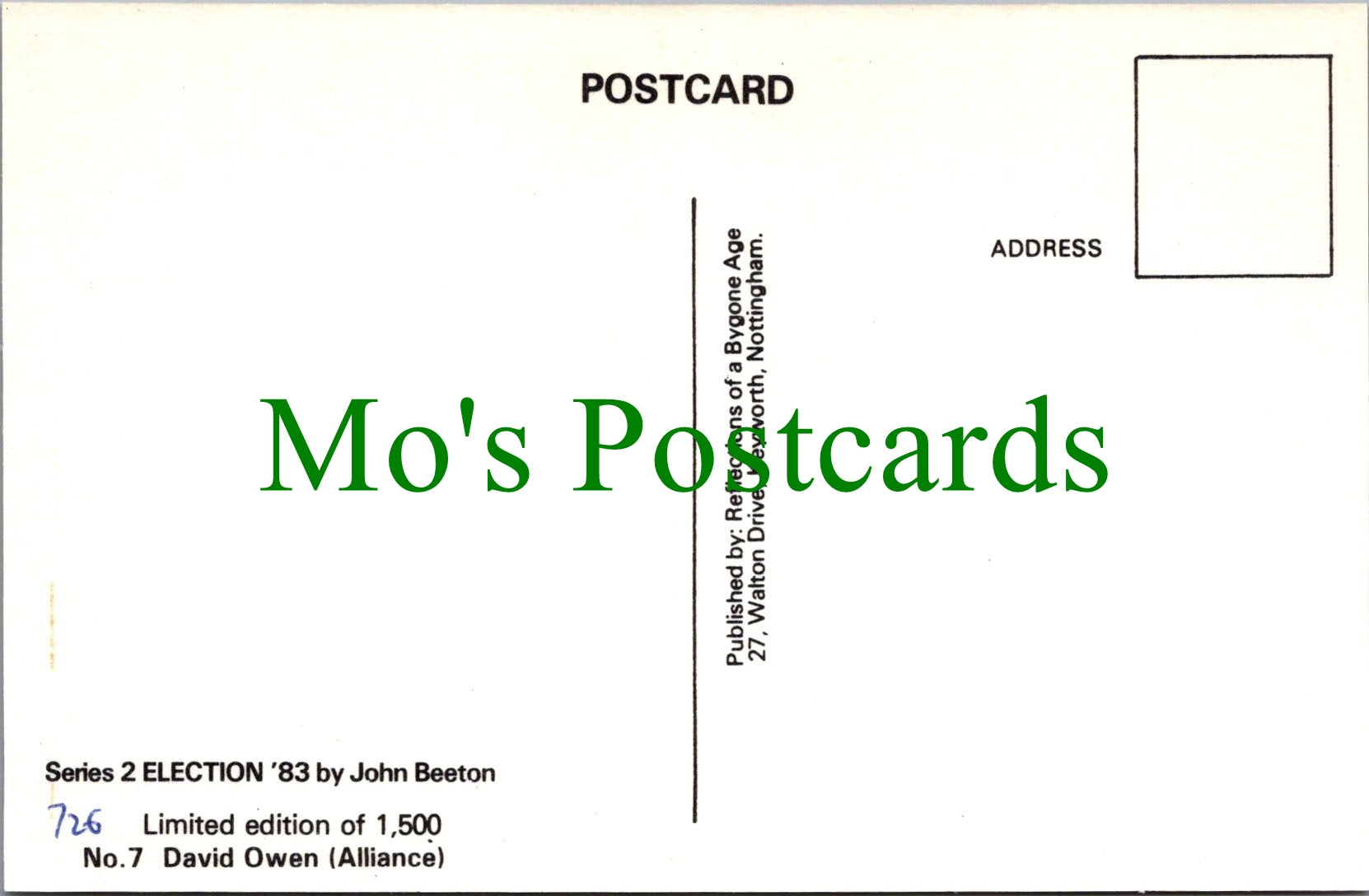 Politics Postcard, Election 1983, Politician David Owen