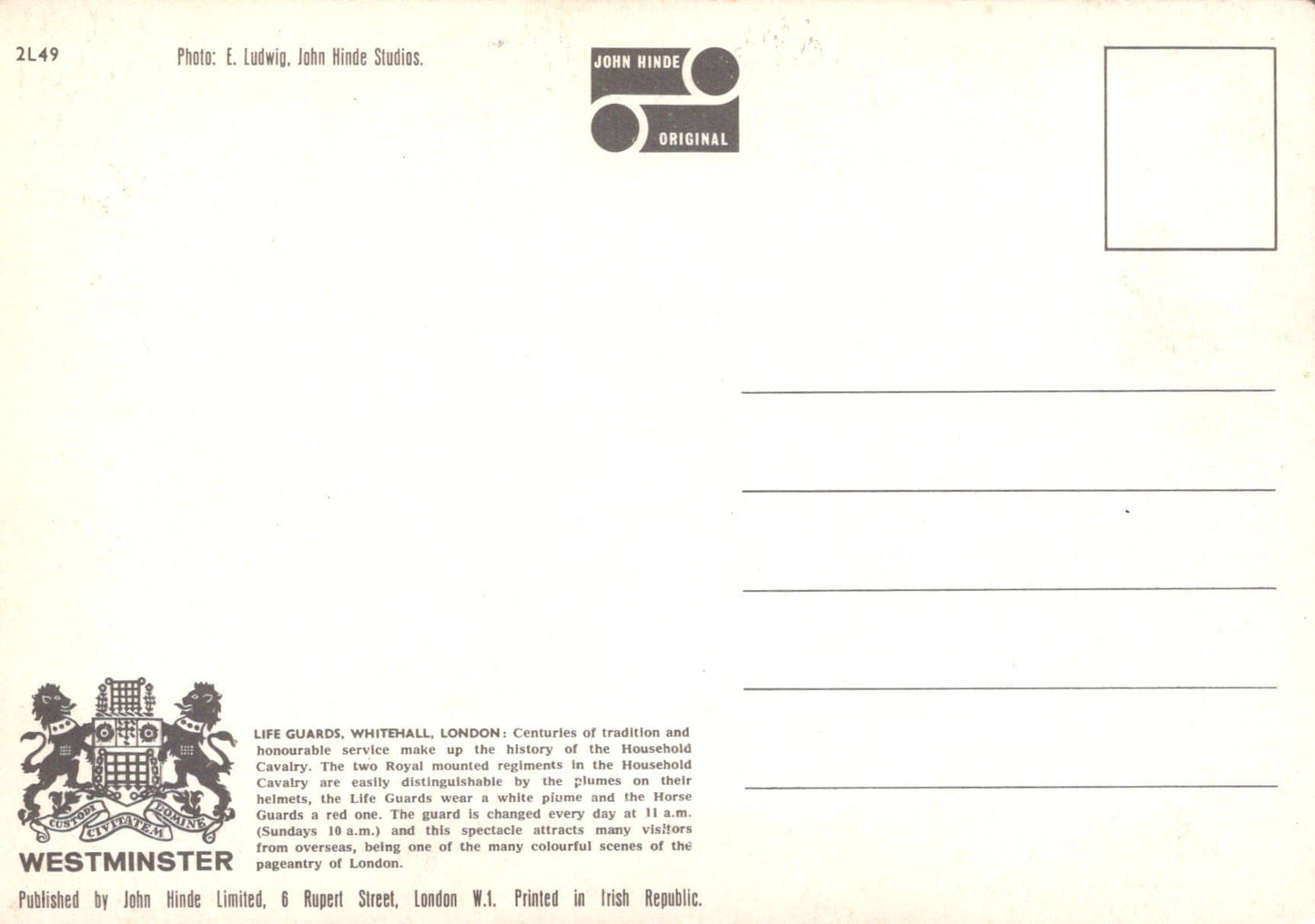 London Postcard - Life Guards, Whitehall - Mo’s Postcards 