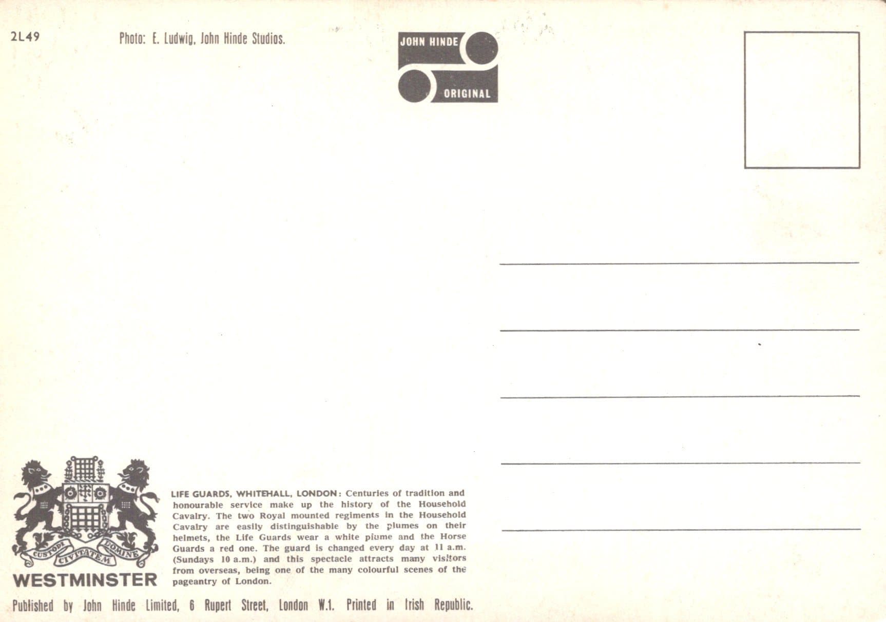 London Postcard - Life Guards, Whitehall - Mo’s Postcards 