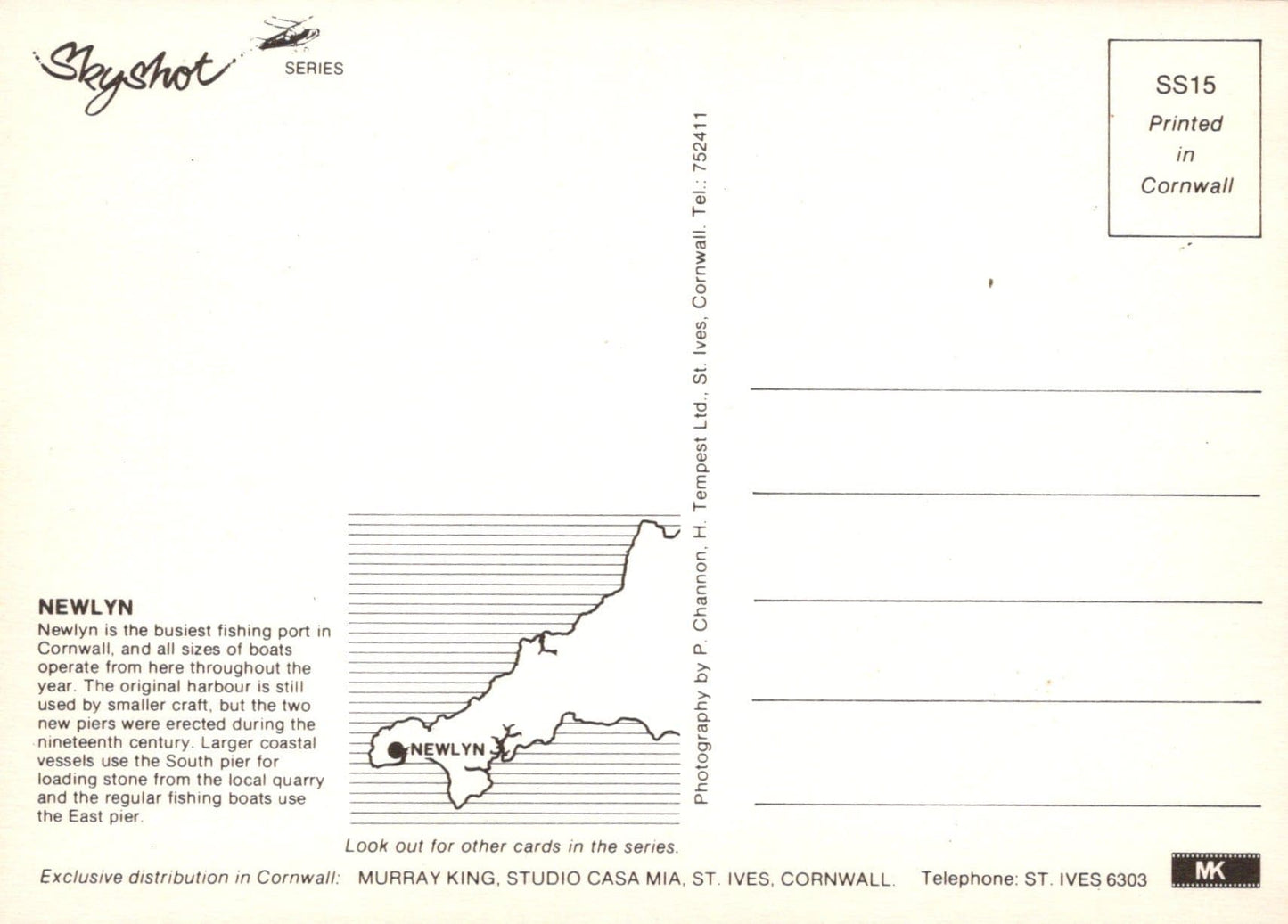 Cornwall Postcard - Aerial View of Newlyn - Mo’s Postcards 