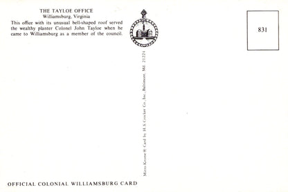 America Postcard - The Tayloe Office, Williamsburg, Virginia - Mo’s Postcards 