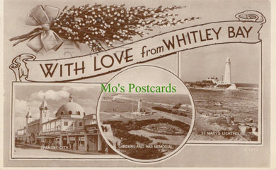 Northumberland Postcard - With Love From Whitley Bay, 1955 - Mo’s Postcards 