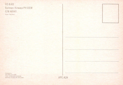 Aviation Postcard - DC-8-63 Surinam Airways PH-DEM Aeroplane - Mo’s Postcards 