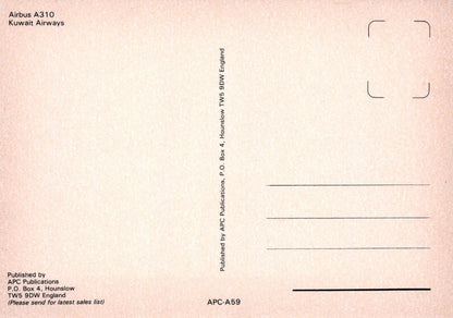 Aviation Postcard - Airbus A310 Kuwait Airways Aeroplane - Mo’s Postcards 