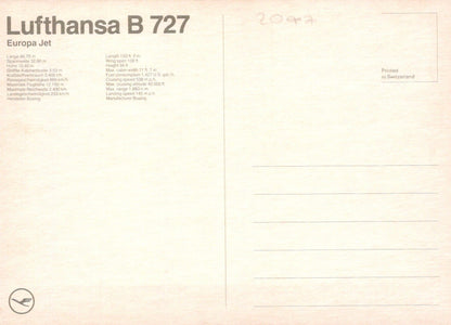 Aviation Postcard - Lufthansa B727 Europa Jet - Mo’s Postcards 