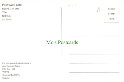 Aviation Postcard - Boeing 737-3M8 TEA N760BE Aeroplane - Mo’s Postcards 
