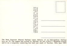 Load image into Gallery viewer, Somerset Postcard - The West Somerset Mineral Railway, Watchet, 1907 - Mo’s Postcards 
