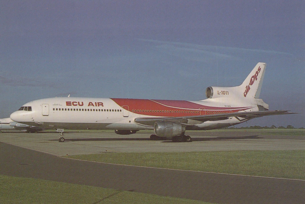 Aviation Postcard - Air Ops / Ecu Air SE-DPX L1011 Aeroplane, Luton Airport, 1994 - Mo’s Postcards 