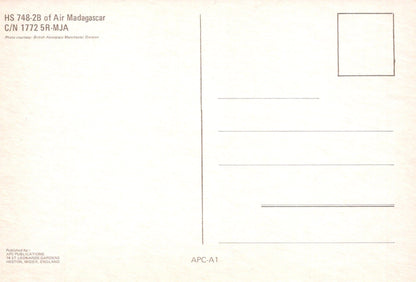 Aviation Postcard - HS 748-2B of Air Madagascar Aeroplane - Mo’s Postcards 