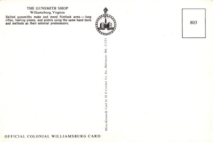 America Postcard - The Gunsmith Shop, Williamsburg, Virginia - Mo’s Postcards 