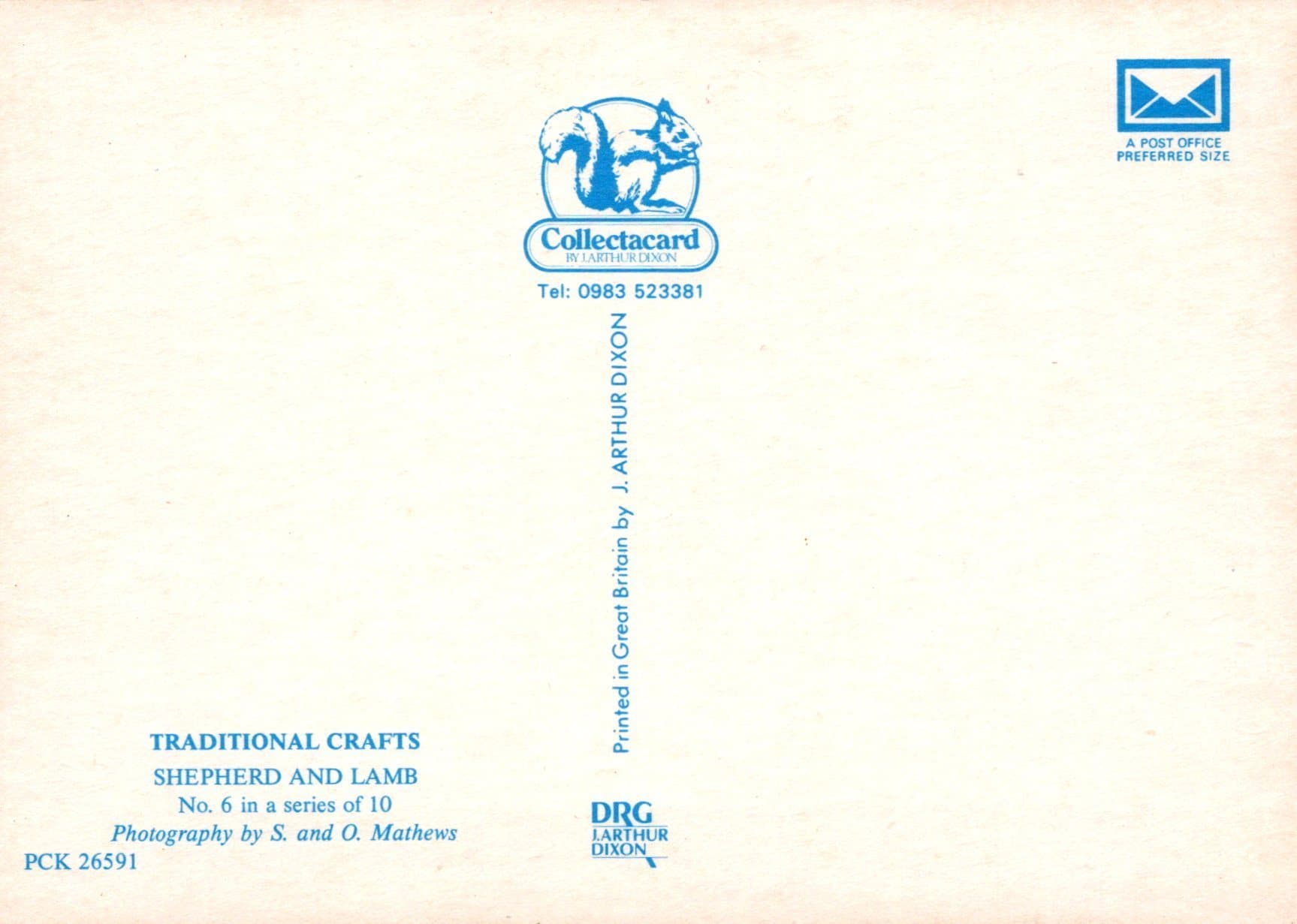 Traditional Crafts Postcard - Shepherd and Lamb - Mo’s Postcards 
