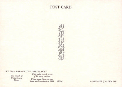 Dorset Postcard - Whitcombe Church, Winterbourne Came Church & Rectory - Poet William Barnes - Mo’s Postcards 