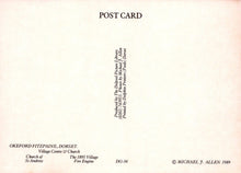 Load image into Gallery viewer, Dorset Postcard - Okeford Fitzpaine Village Centre and Church, 1895 Village Fire Engine and Church of St Andrew - Mo’s Postcards 
