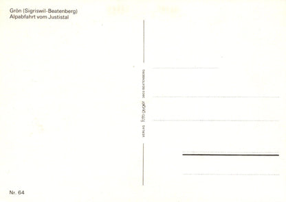 Switzerland Postcard - Gron (Sigriswil Beatenberg) Alpabfahrt Vom Justistal - Mo’s Postcards 