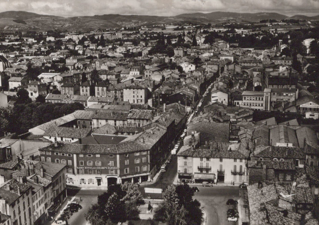 France Postcard - Aerial View of Macon - La Place De La Barre - Mo’s Postcards 