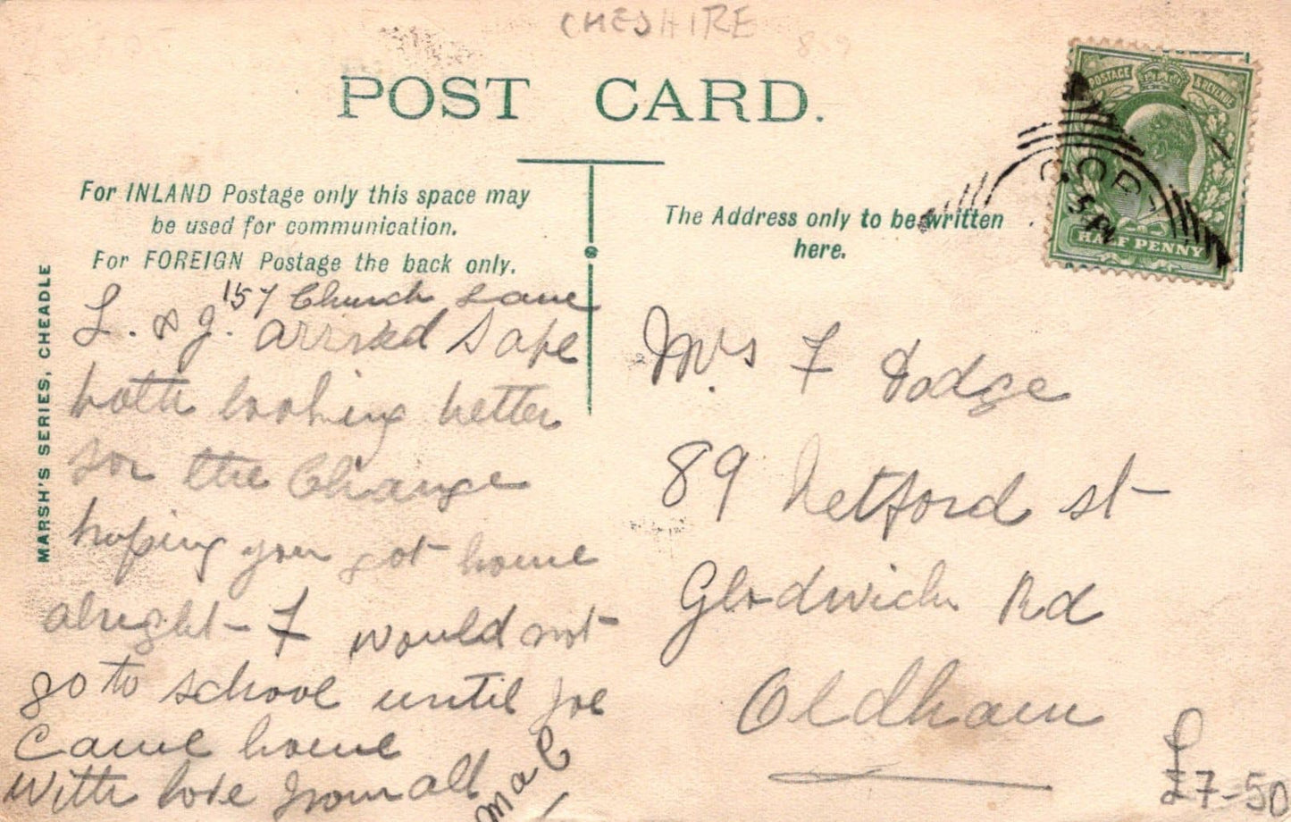 Cheshire Postcard - "Horse and Farrier", Gatley - Mo’s Postcards 