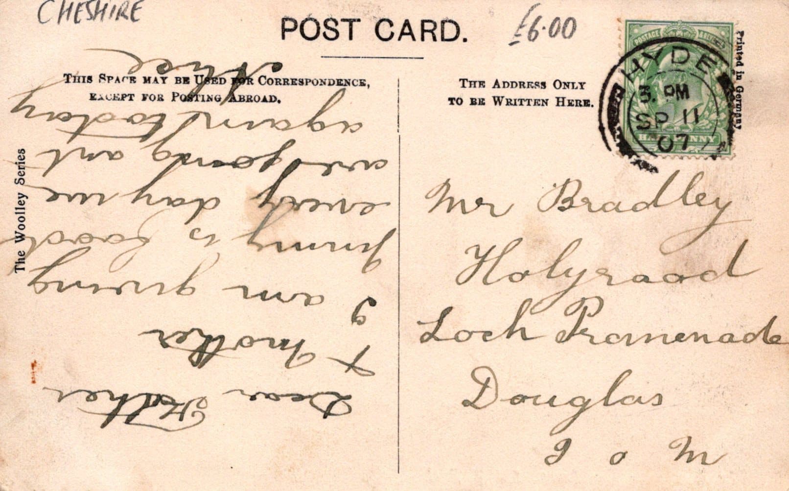 Cheshire Postcard - The Parsonage, Gee Cross, 1907 - Mo’s Postcards 