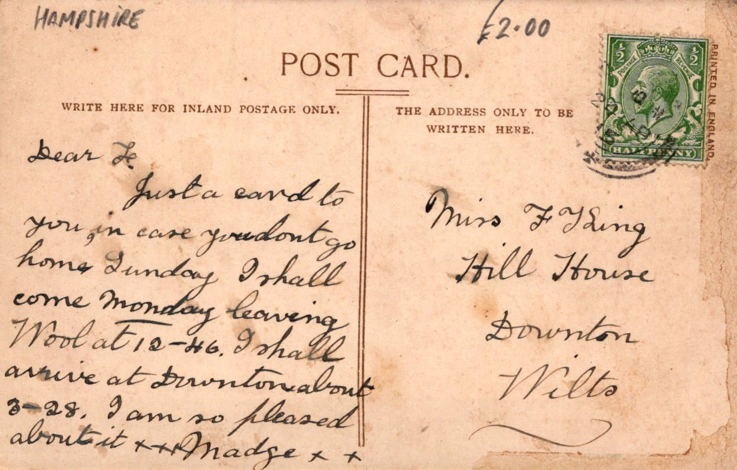 Hampshire Postcard - Swan Green, Emery Down, Lyndhurst, 1915 - Mo’s Postcards 