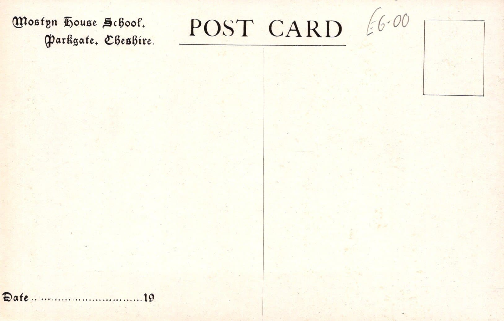 Cheshire Postcard - Mostyn House School, Parkgate - Mr F.J.Griffiths Diving - Mo’s Postcards 