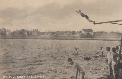 Cheshire Postcard - Mostyn House School, Parkgate - Mr F.J.Griffiths Diving - Mo’s Postcards 
