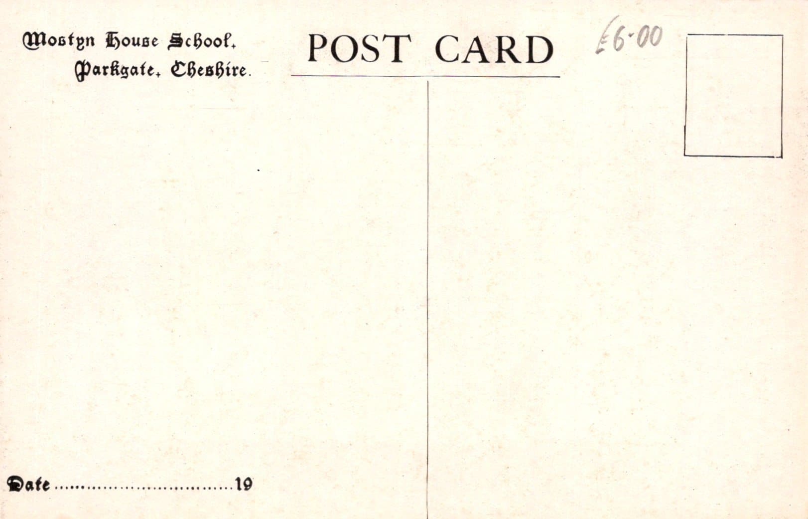 Cheshire Postcard - Mostyn House School, Parkgate - Mr F.J.Griffiths Diving - Mo’s Postcards 