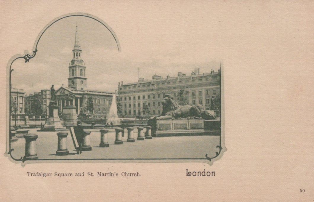 London Postcard - Trafalgar Square and St Martin's Church - Mo’s Postcards 