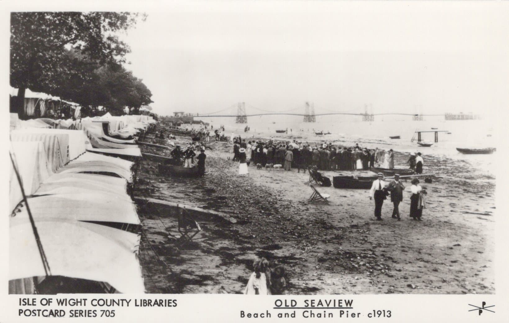 Isle of Wight Postcard - Old Seaview Beach and Chain Pier c1913 - SW1054