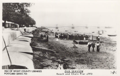 Isle of Wight Postcard - Old Seaview Beach and Chain Pier c1913 - SW1054